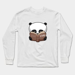 Kawaii panda reading a book Long Sleeve T-Shirt